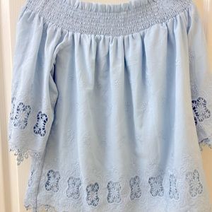 Baby blue off shoulder top